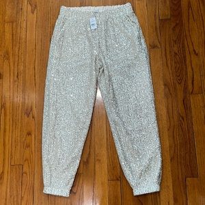NWT Sequin joggers from Loft! Size small